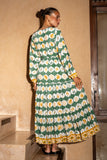 Emeris Green Abstract Maxi Skirt