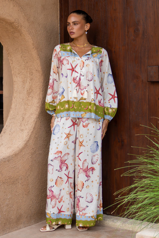 Lauriane Multicolour Abstract Wide Leg Pants
