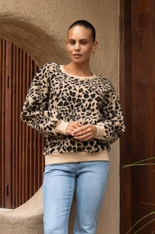 Zane Brown Leopard Teddy Sweatshirt