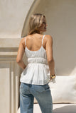 Milly Beige Ruched Peplum Cami Top