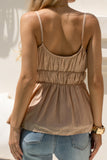 Milly Beige Ruched Peplum Cami Top