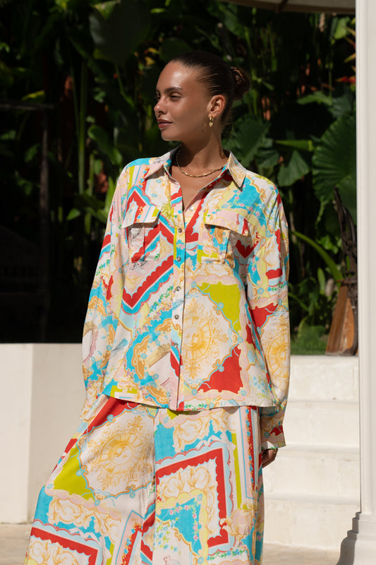 Anicetta Multicolour Patchwork Long Sleeve Shirt