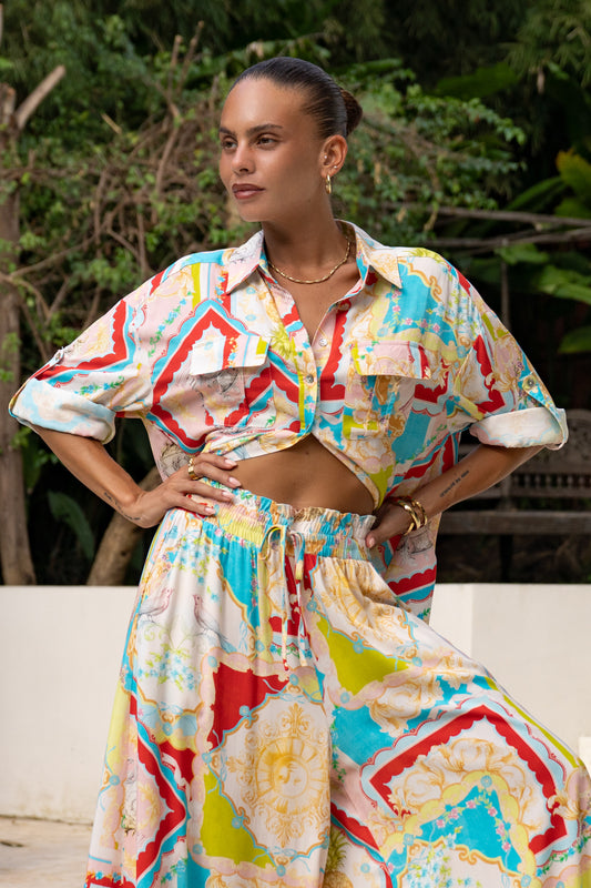 Anicetta Multicolour Patchwork Long Sleeve Shirt