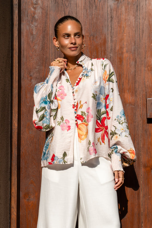Joyce Multicolour Floral Balloon Sleeve Blouse