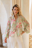 Sheila Green Pink Floral Balloon Sleeve Blouse