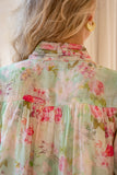 Sheila Green Pink Floral Balloon Sleeve Blouse
