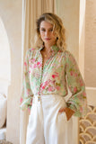 Sheila Green Pink Floral Balloon Sleeve Blouse