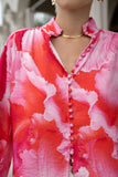 Chrisella Pink Floral Balloon Sleeve Blouse