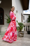Chrisella Pink Floral Pleated Detail Maxi Skirt