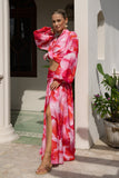 Chrisella Pink Floral Pleated Detail Maxi Skirt