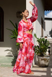 Chrisella Pink Floral Pleated Detail Maxi Skirt