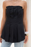 Avie Black Pleated Strapless Top
