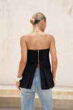 Avie Black Pleated Strapless Top