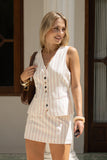 Angie Pink Cream Stripe Tailored Vest