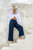Josefin Navy Blue Drawstring Pants