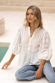 Birdie White Eyelet Lace Detail Blouse