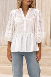Birdie White Eyelet Lace Detail Blouse