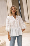Birdie White Eyelet Lace Detail Blouse