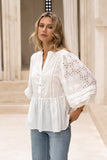 Birdie White Eyelet Lace Detail Blouse