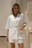 Sora White Notch Collar Shirt