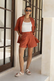 Sora Terracotta Red Tailored Shorts