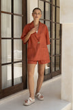 Sora Terracotta Red Tailored Shorts