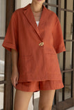 Sora Terracotta Red Tailored Shorts