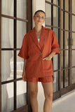 Sora Terracotta Red Tailored Shorts