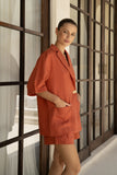 Sora Terracotta Red Tailored Shorts