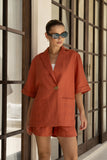 Sora Terracotta Red Notch Collar Shirt