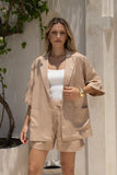 Sora Camel Notch Collar Shirt