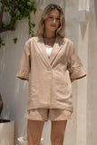 Sora Camel Notch Collar Shirt