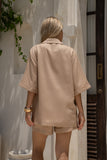 Sora Camel Notch Collar Shirt