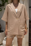Sora Camel Notch Collar Shirt