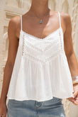 Reni White Lace Trim Cami Top