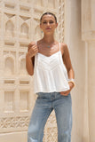 Reni White Lace Trim Cami Top