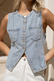 Ezra Blue Denim Vest