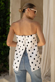Noella White Black Polka Dot Cami Top