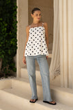 Noella White Black Polka Dot Cami Top