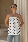 Noella White Black Polka Dot Cami Top