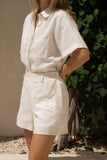 Sera White Contrast Stitch Shorts