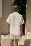 Sera White Contrast Stitch Shirt
