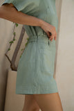 Sera Green Contrast Stitch Shorts