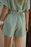 Sera Green Contrast Stitch Shorts