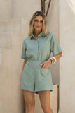 Sera Green Contrast Stitch Shorts