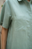Sera Green Contrast Stitch Shirt
