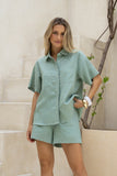 Sera Green Contrast Stitch Shorts
