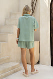 Sera Green Contrast Stitch Shirt