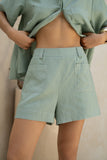 Sera Green Contrast Stitch Shorts
