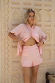 Sera Pink Contrast Stitch Shorts